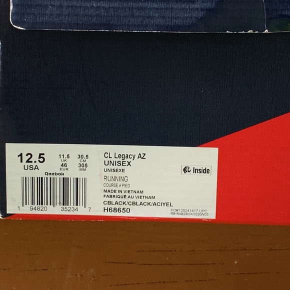 Reebok Men's Classic Leather Legacy AZ | Size 12.5 | Black # H68650 - Picture 3 of 16